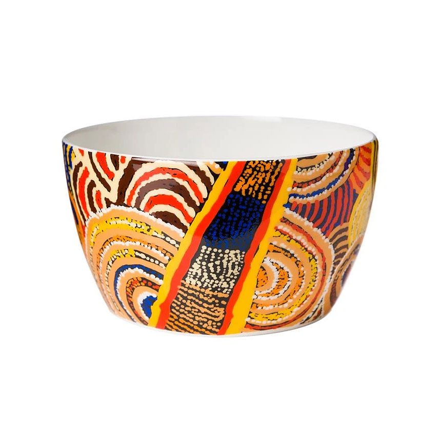 Papulankutja Aboriginal Art China Nut Bowl - Multju (Mulga Country)